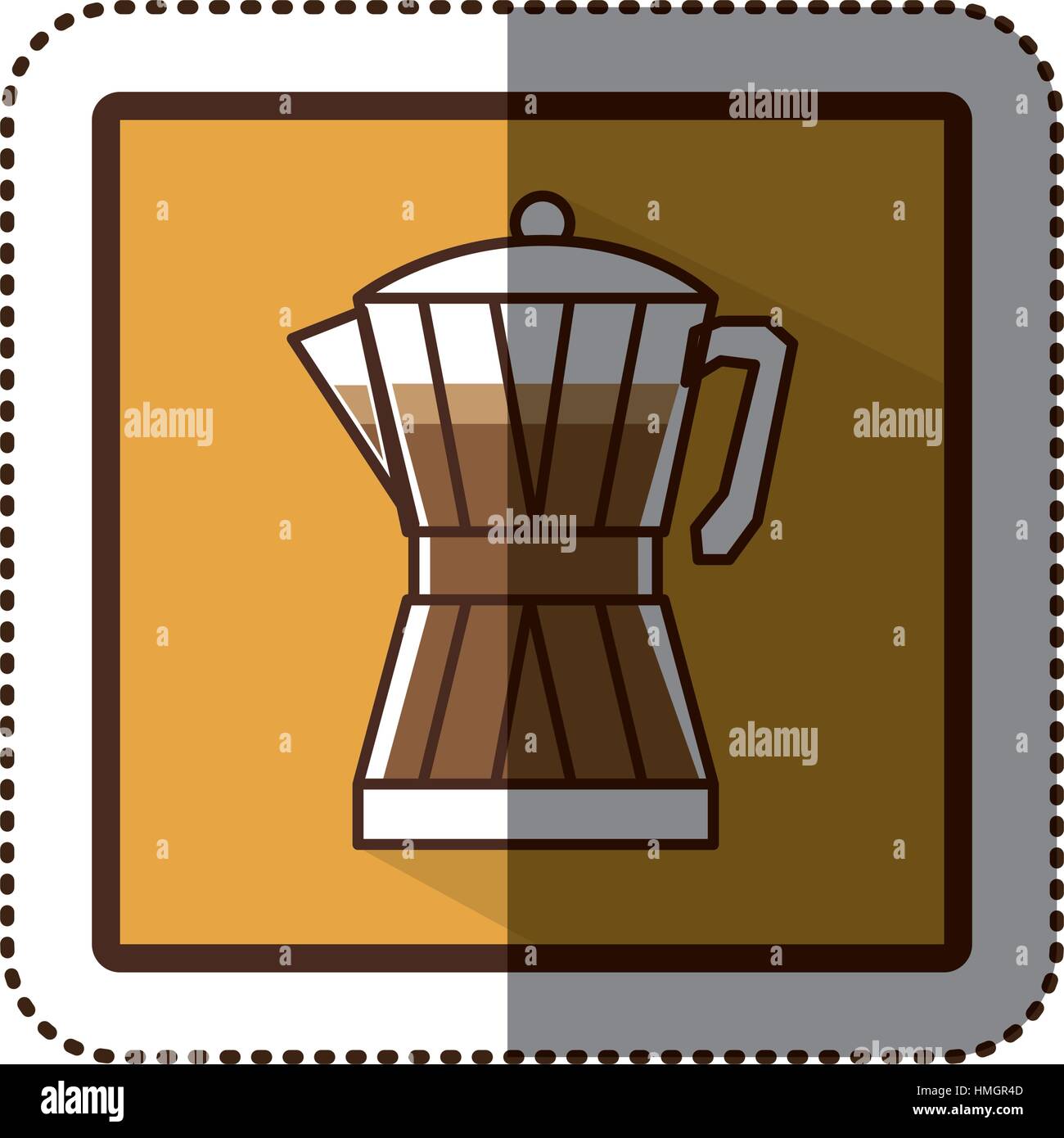 color sticker silhouette in square frame with glass jar of coffee with ...