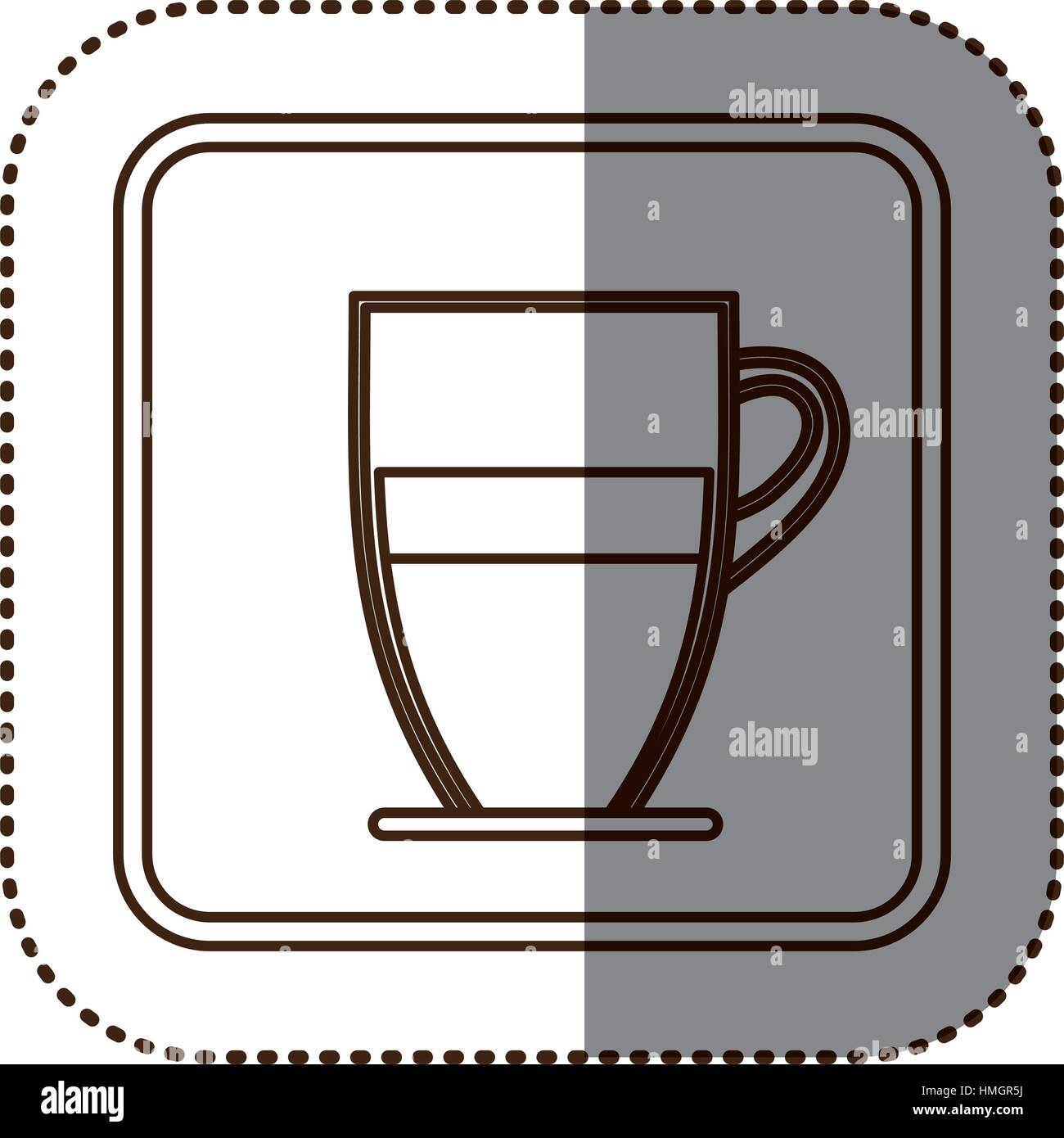 monochrome sticker contour in square frame with glass jar of coffee ...
