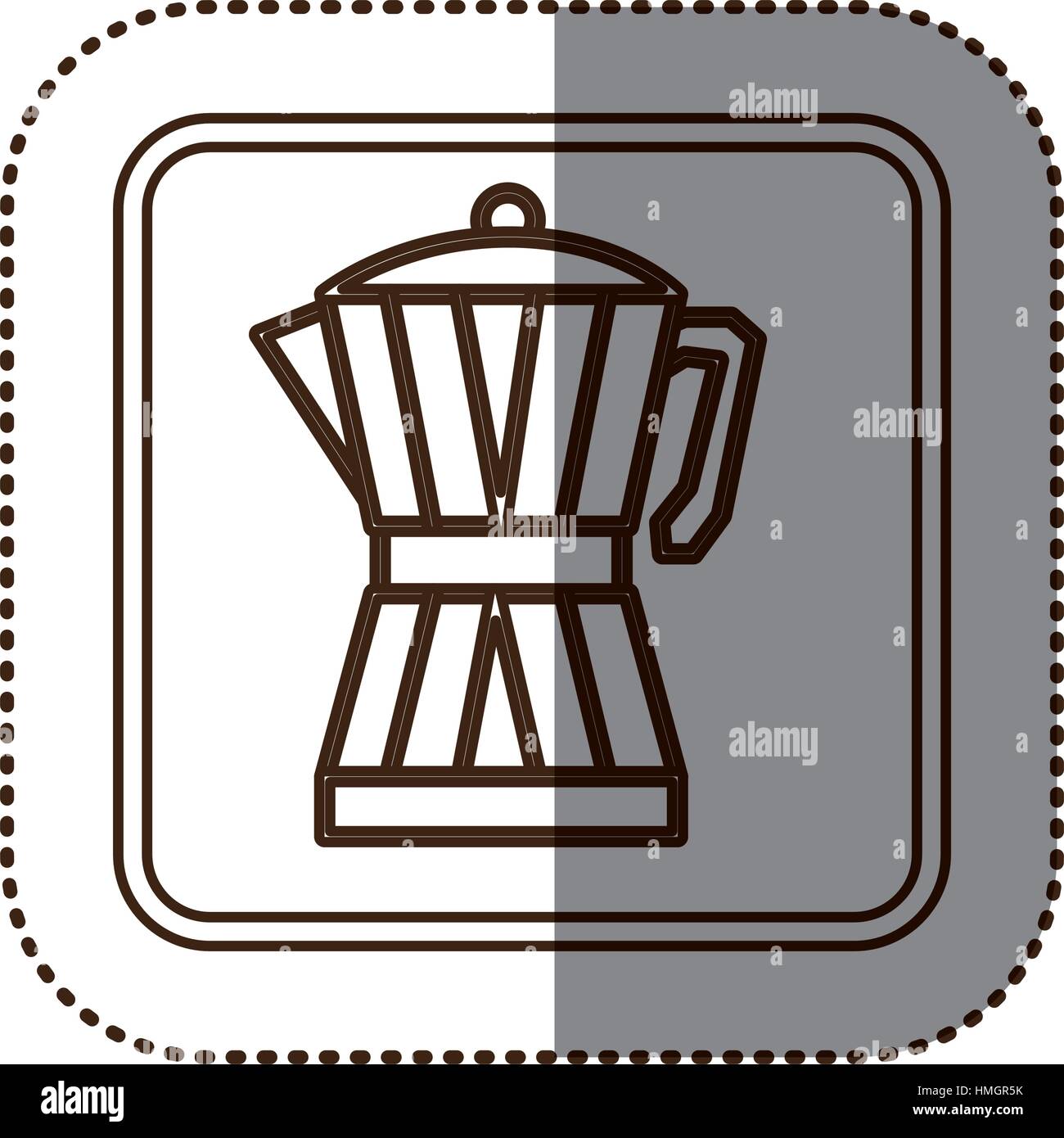 monochrome sticker contour in square frame with glass jar of coffee ...