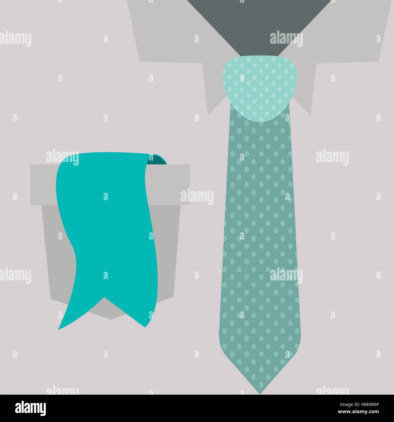 close up formal shirt with dotted necktie and label in pocket vector illustration Stock Vector