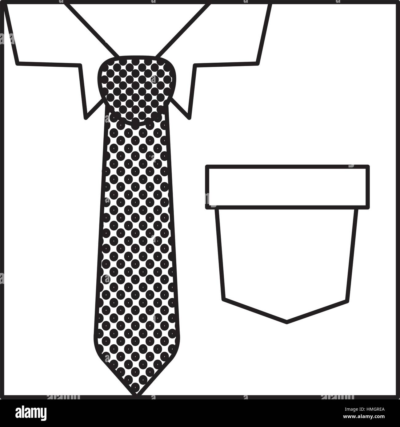 square silhouette close up formal shirt with dotted necktie vector 