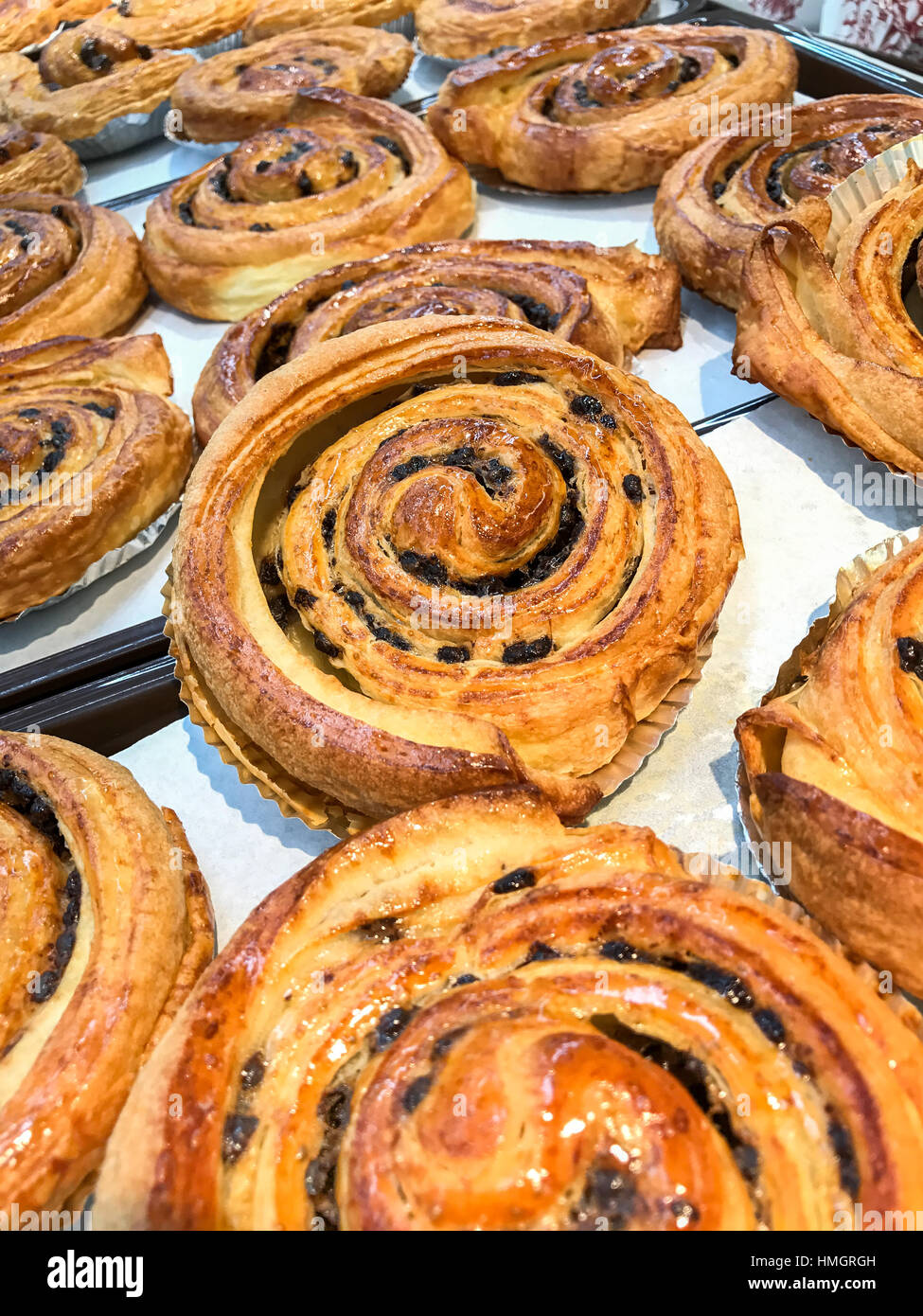 Delicious pastry, bakery Danish raisin roll Stock Photo Alamy