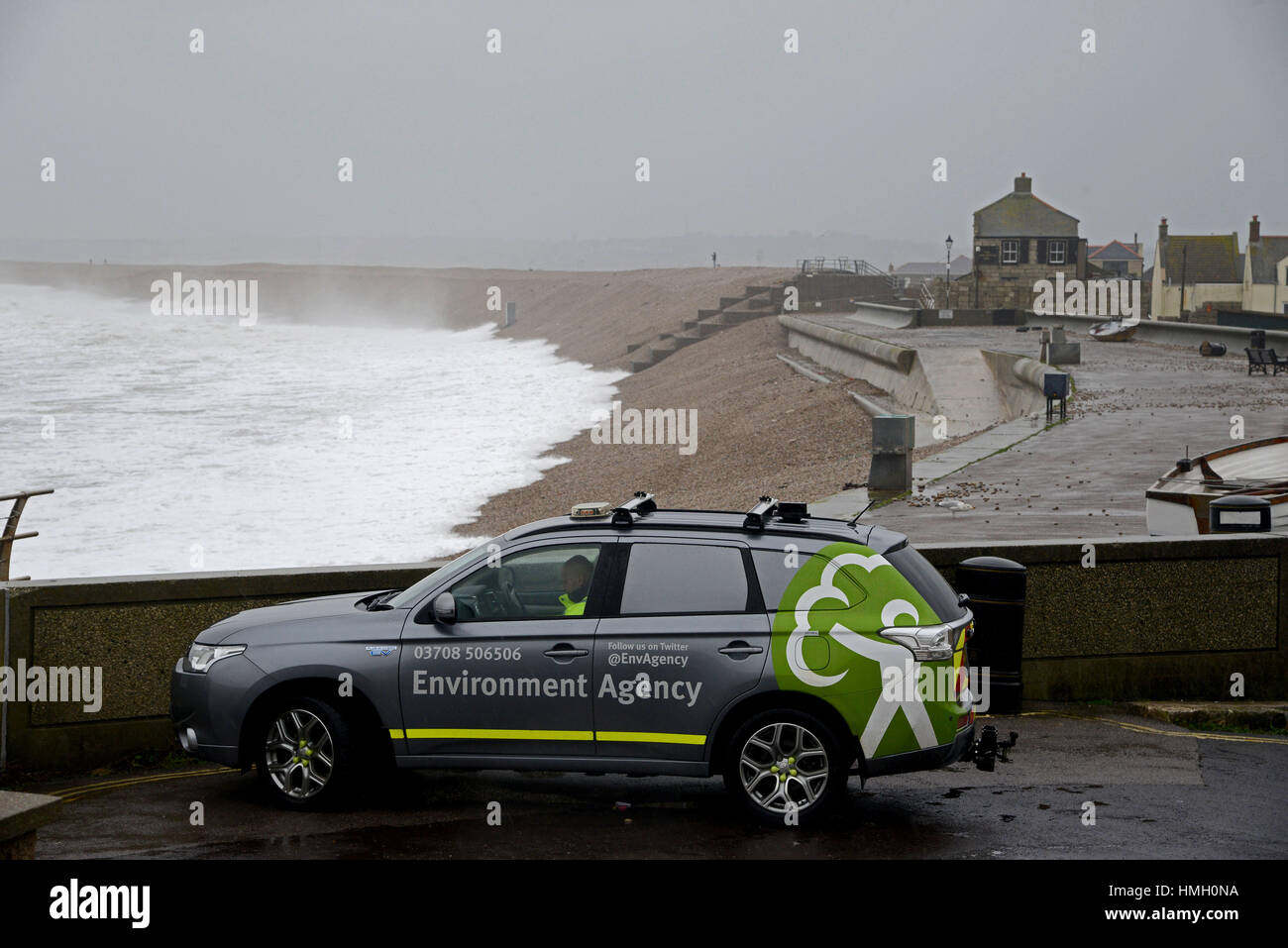 Portland, Dorset, UK. 3rd February 2017. Environment Agency at Chiswell, Portland Credit: Dorset Media Service/Alamy Live News Stock Photo
