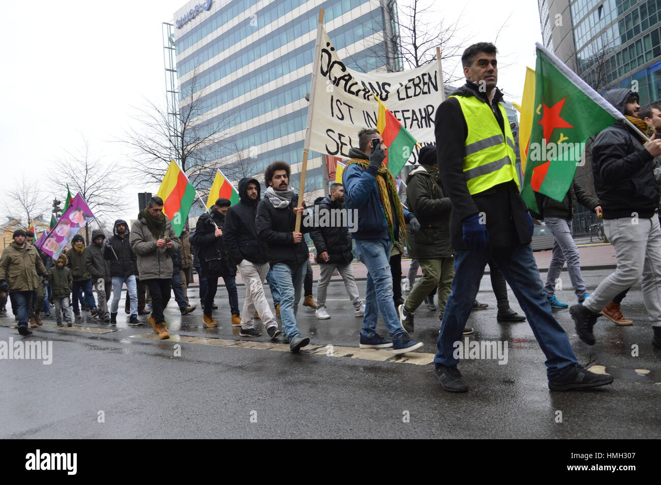 Berlin, Germany. 3rd Feb, 2017. March for PKK leader Abdullah Öcalan in Berlin Credit: Markku Rainer Peltonen/Alamy Live News Stock Photo