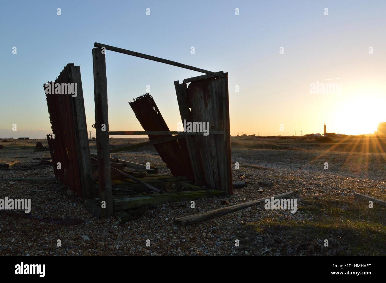 Remains of a Container in Dystopia Stock Photo
