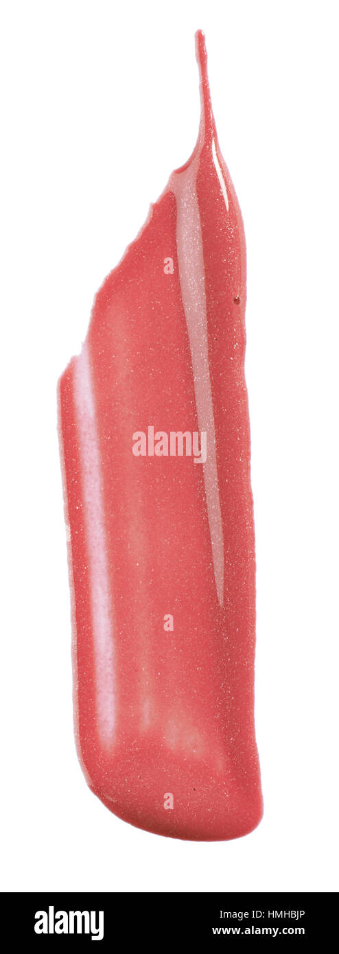A cut out beauty image of a sample of pink lip gloss Stock Photo