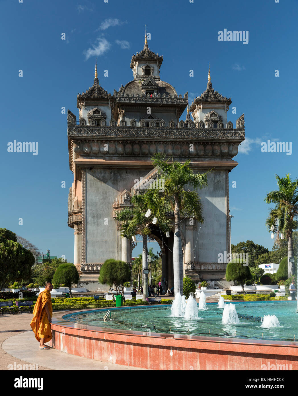 Patuxai Arc de Triomphe, Vientiane, Laos Stock Photo