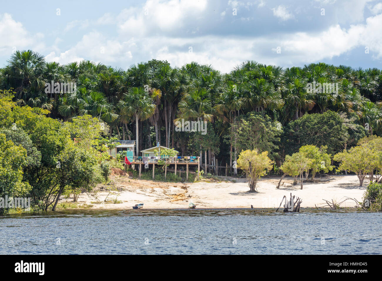 Homes on stilts near Manaus in the Amazon, Brazil on the Rio Negro