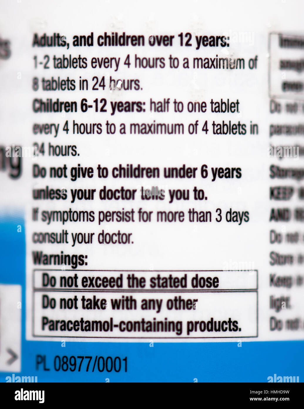 Medicine directions on a bottle Stock Photo