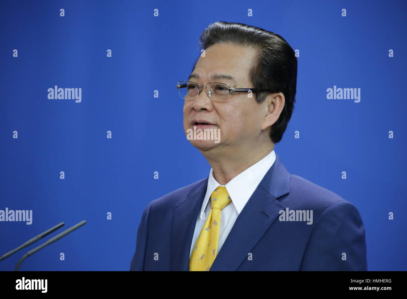 Berlin, Germany, October 15th, 2014: Vietnamese Prime Minister Nguyen Tan Dung for official visit to German Chancellor Angela Merkel. Stock Photo