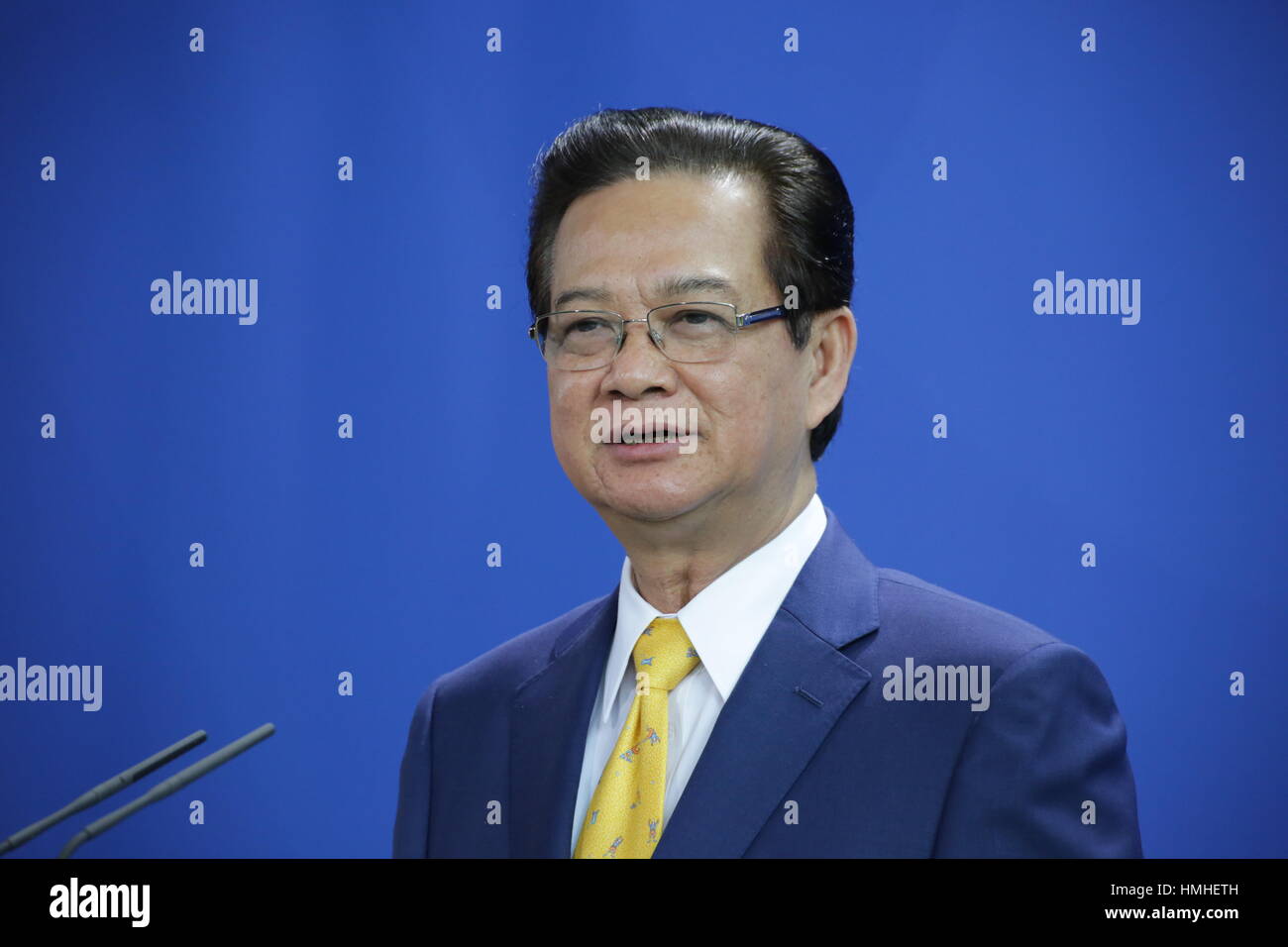 Berlin, Germany, October 15th, 2014: Vietnamese Prime Minister Nguyen Tan Dung for official visit to German Chancellor Angela Merkel. Stock Photo
