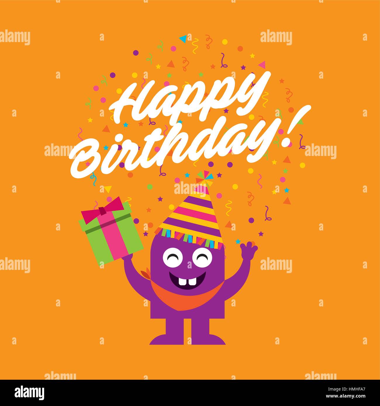 happy birthday celebration card with monster vector illustration design ...