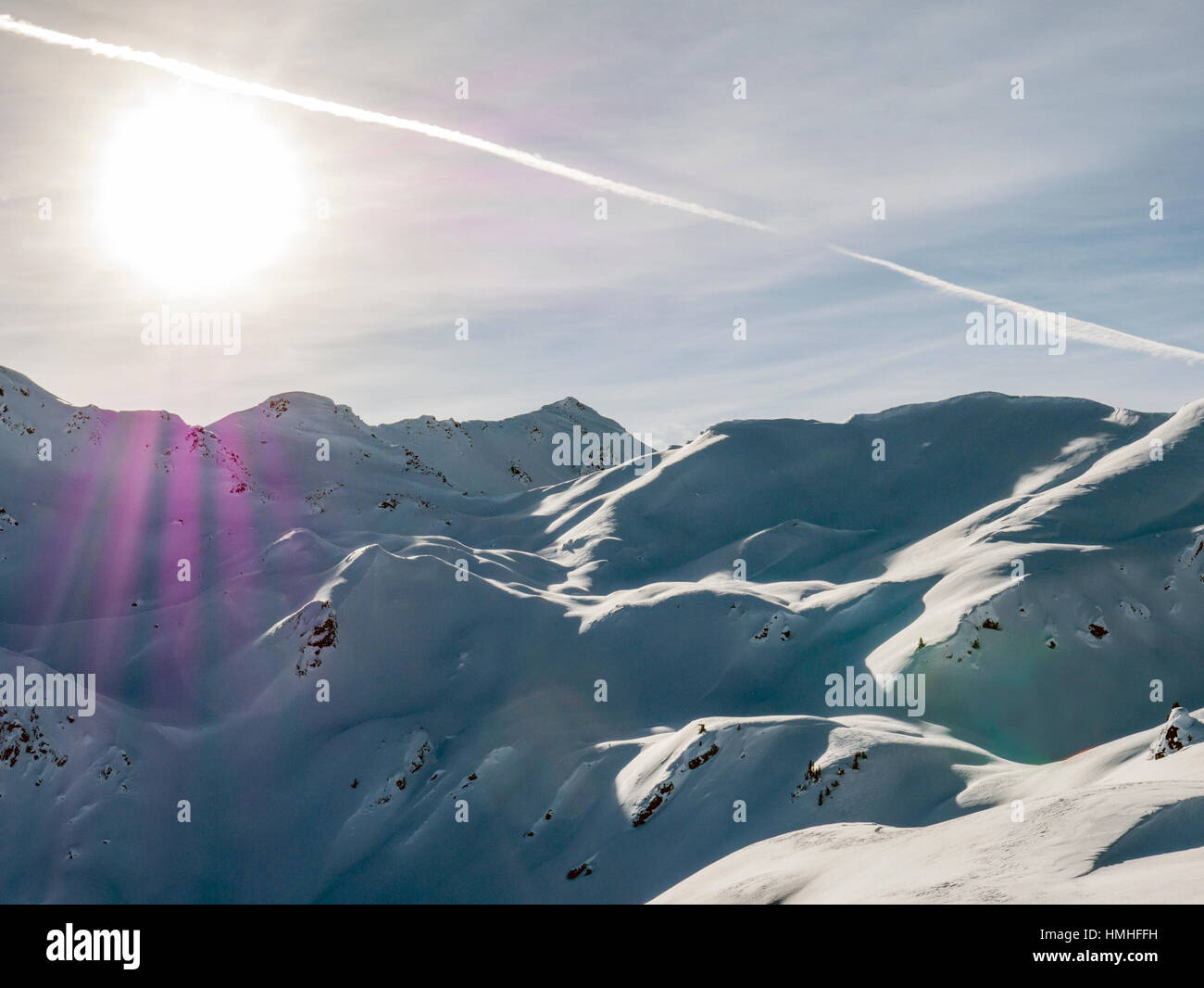 Snowy winter landscape; Esplanade Range; Selkirk Range; British Columbia; Canada Stock Photo