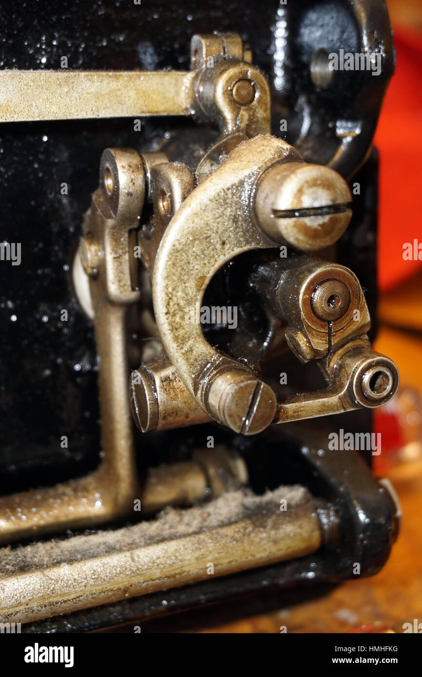 Internal mechanism of a 1927 Singer Model 66 Sewing Machine Stock Photo