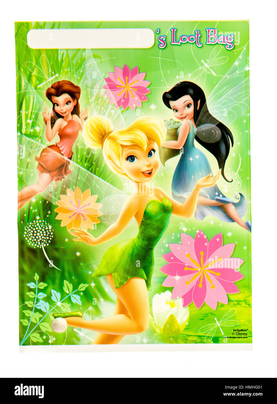 Winneconne, WI -29 January 2017:   Disney fairies loot bag on an isolated background. Stock Photo