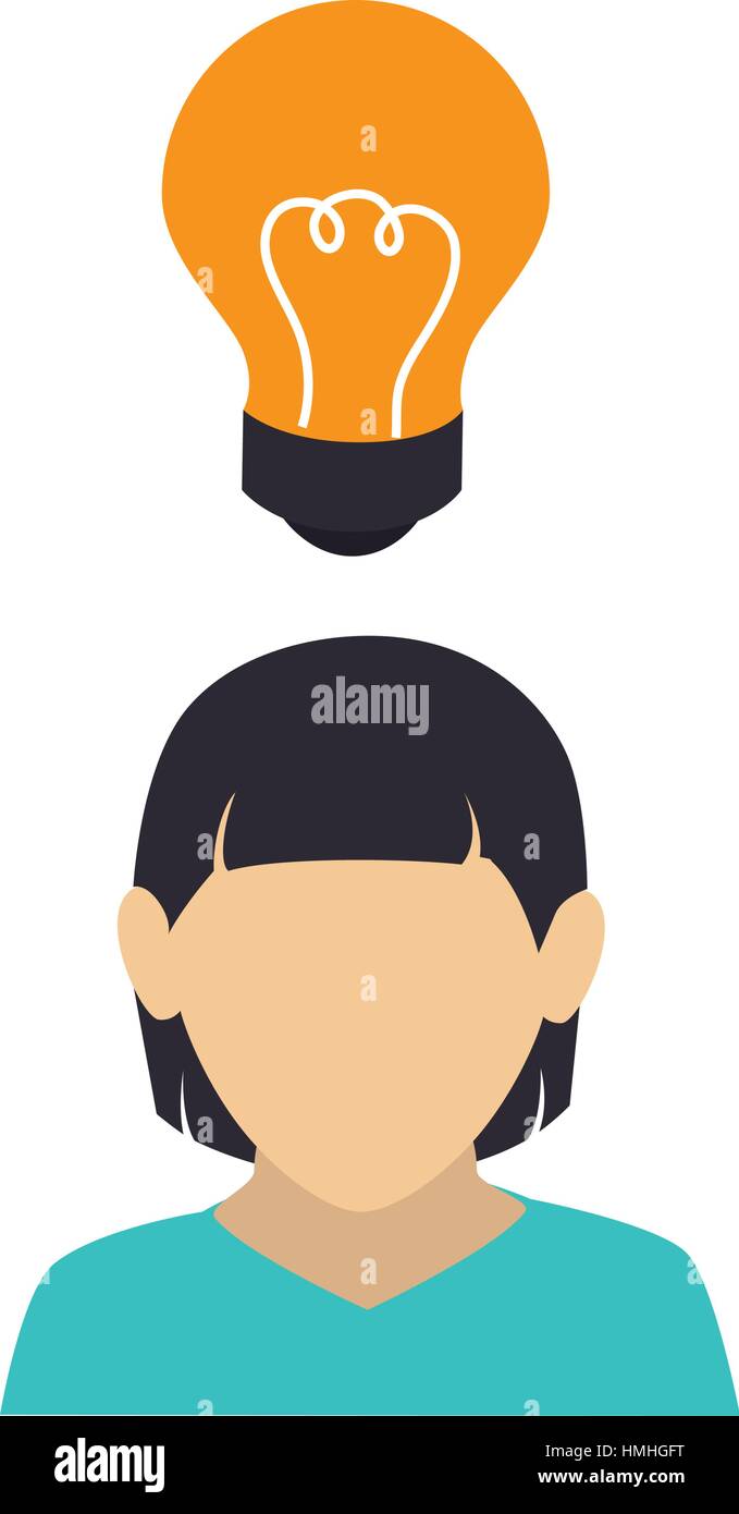businesswoman with bulb character avatar icon vector illustration ...