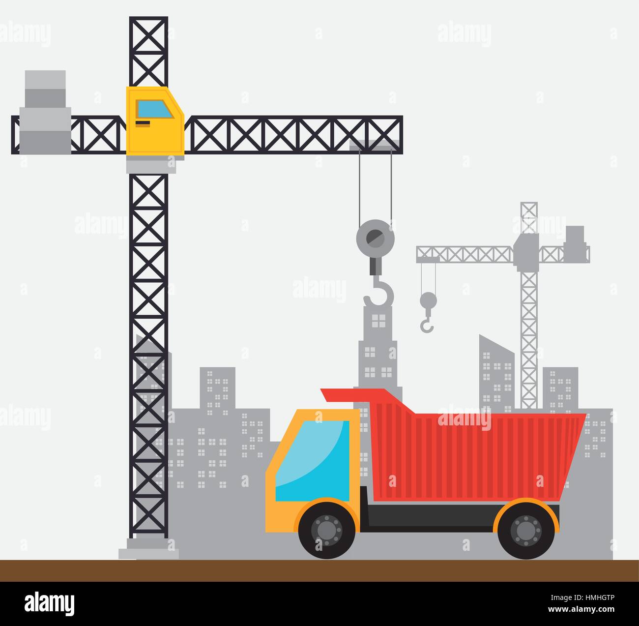 site under construction scene with cranes vector illustration design ...