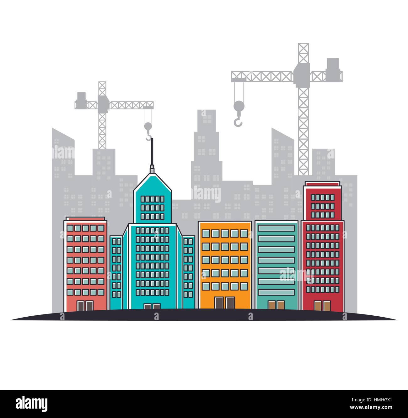 Building under construction site cranes Stock Vector Images - Alamy