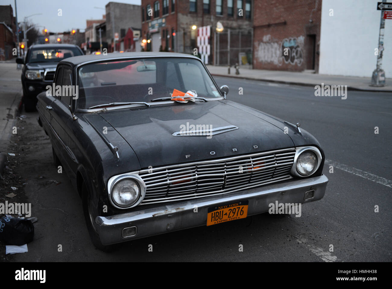 Vintage car, Street Scene, Williamsburg, Brooklyn, New York City Stock
