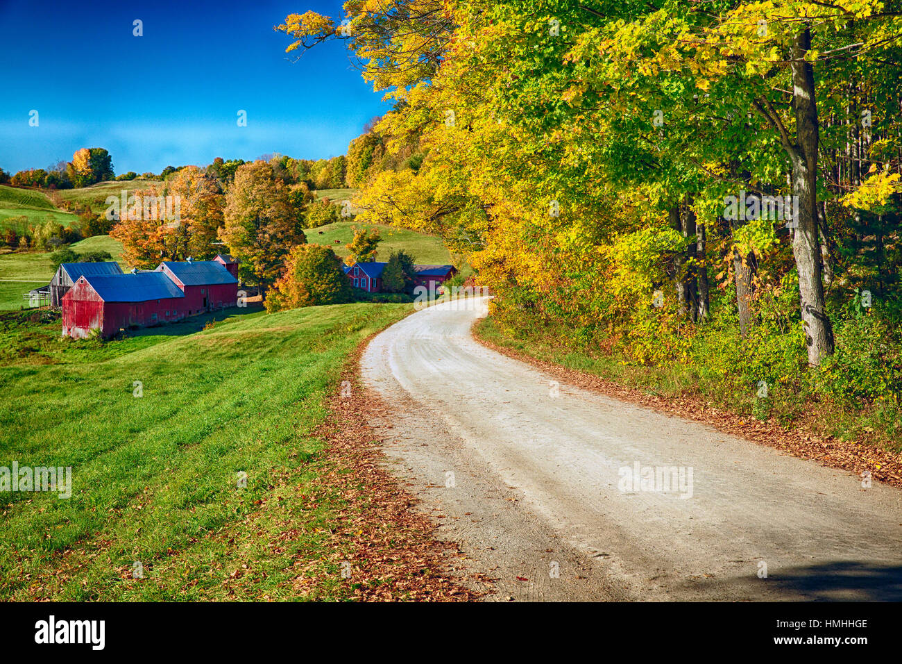 Winding Country Road with a Farm, Reading, Vermont Stock Photo Alamy