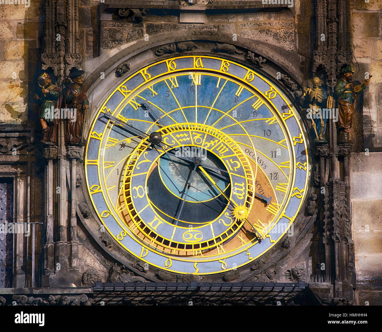 Close Up View of the Prague astronomical clock, Czech Republic Stock Photo