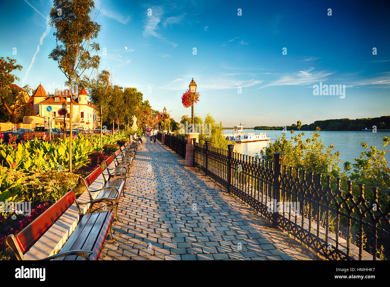 Park Along The Danube River, Vac, Pest County, Hungary Stock Photo