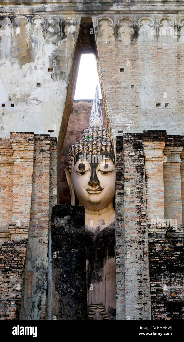 Historical Park Wat Sri chum temple center approach Sukhothai world heritage Stock Photo