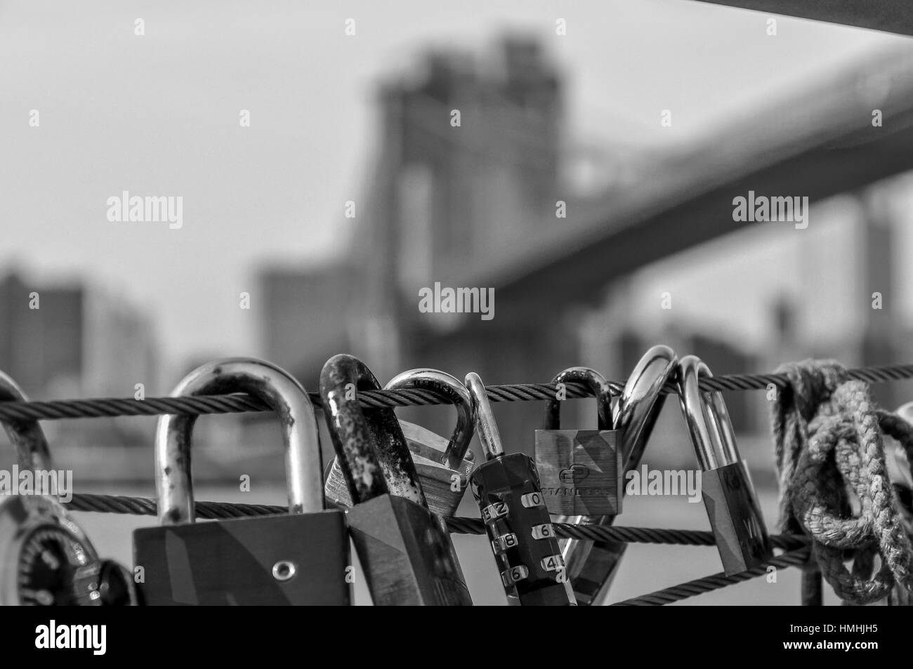 Bridge love locks Black and White Stock Photos & Images Alamy