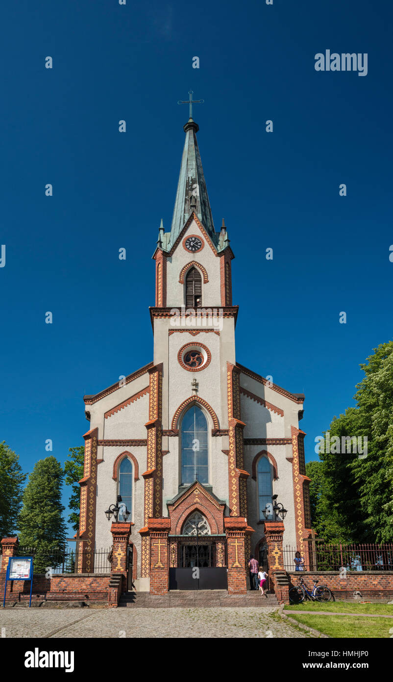 Roman Catholic church, 19th century, Neogothic style, in village of Osiek, Malopolska, Poland Stock Photo