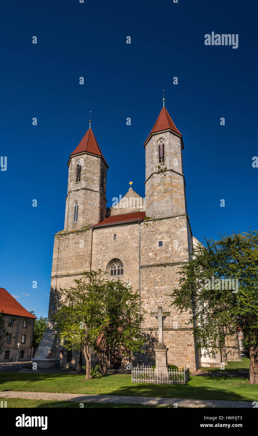 Assumption Church, 14th century, Gothic style, in Lwowek Slaski, Lower Silesia, Poland Stock Photo
