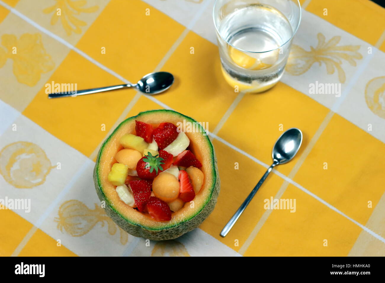 Pineapple melon fruit salad hi-res stock photography and images - Alamy