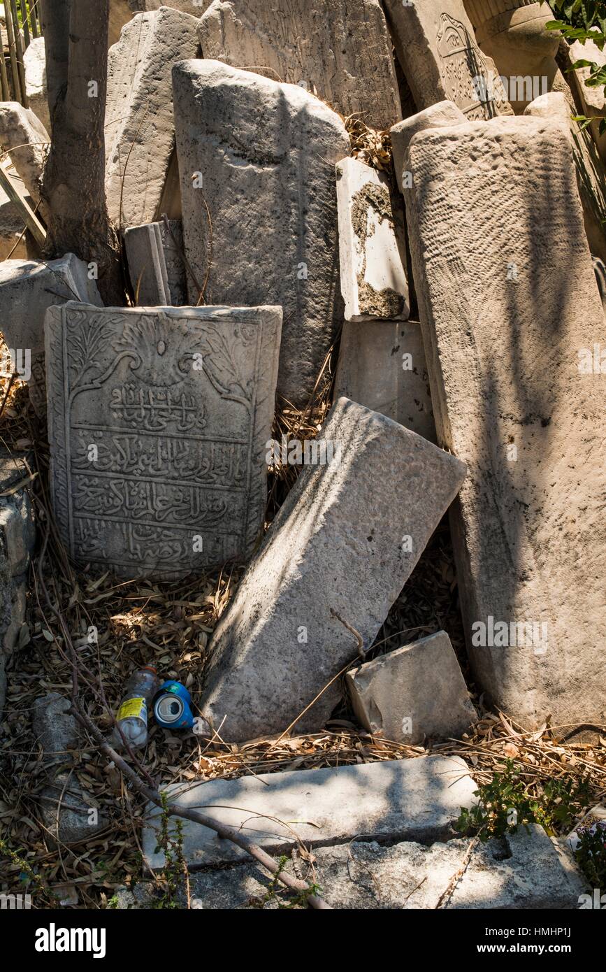 stone tablets, near the archeological museum in Iraklio, Heraklion, Crete, Greece. Stock Photo