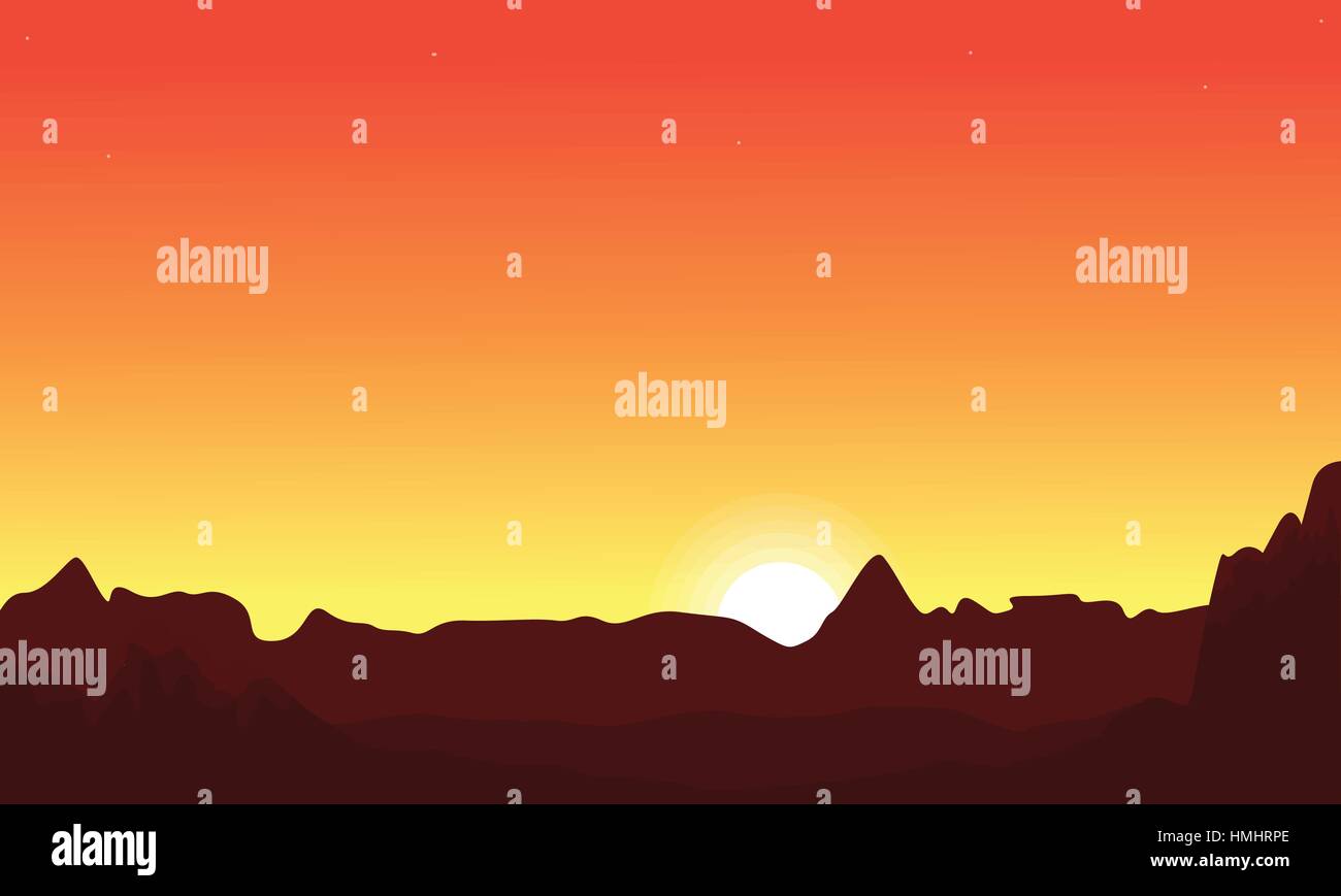 At sunset desert landscape with orange sky Stock Vector Image & Art - Alamy