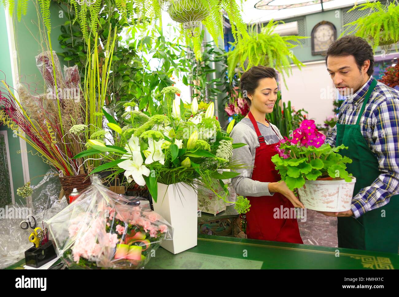 Florists in flower shop Stock Photo Alamy