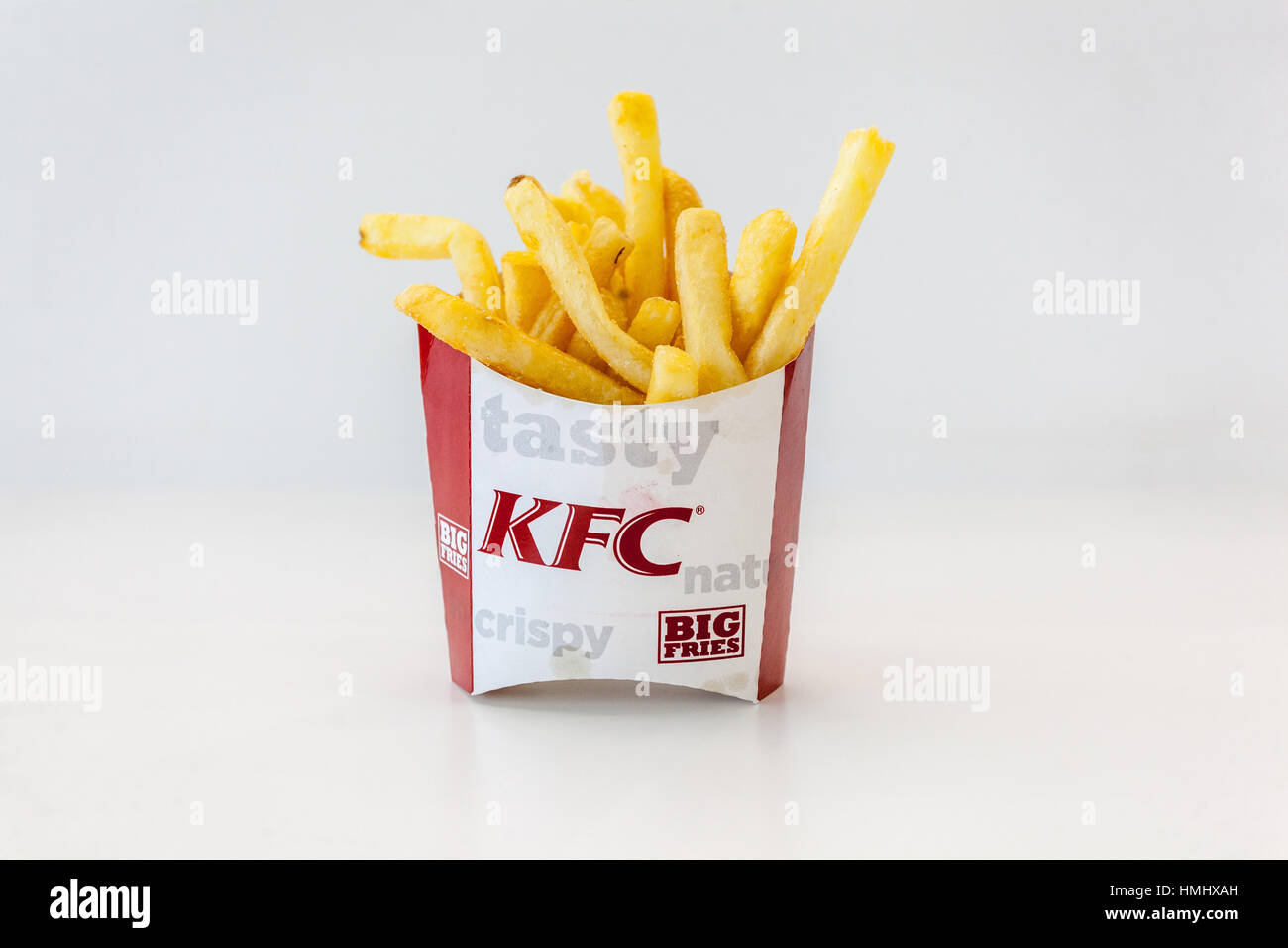 KFC meal, Kentucky Fried Chicken, French fries Stock Photo