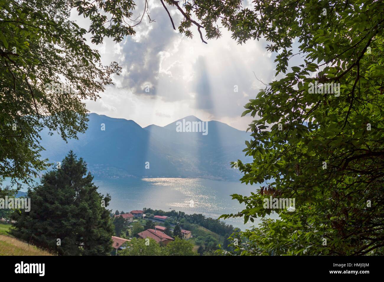 View of the city of Mount White Island. Sulzano, Lombardy. Italy Stock Photo