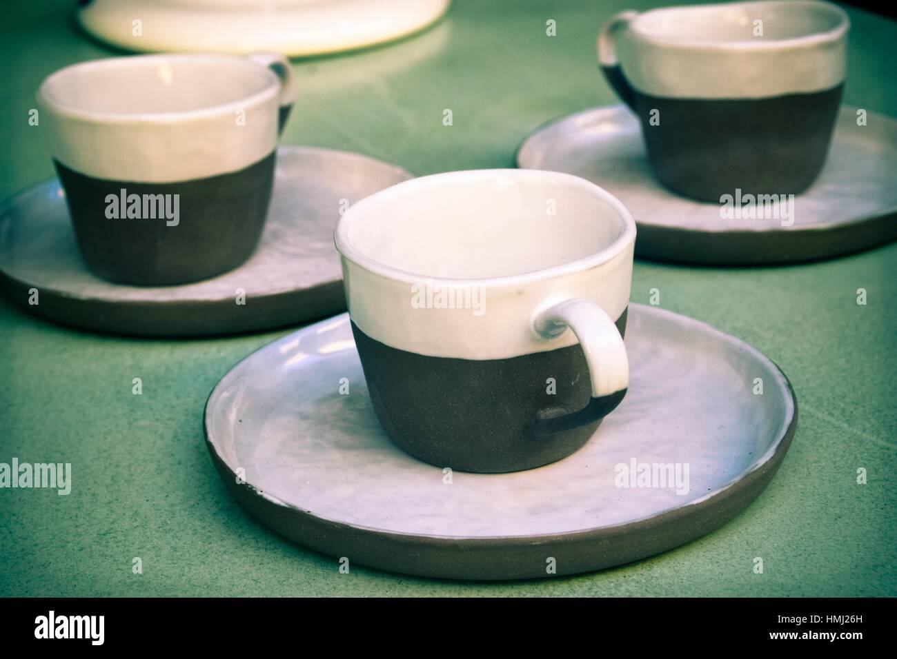 Ceramic cups and saucers Stock Photo Alamy