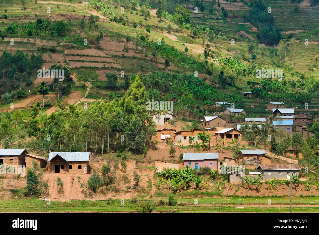 Farmland and village in the mountain, Rwanda Stock Photo Alamy
