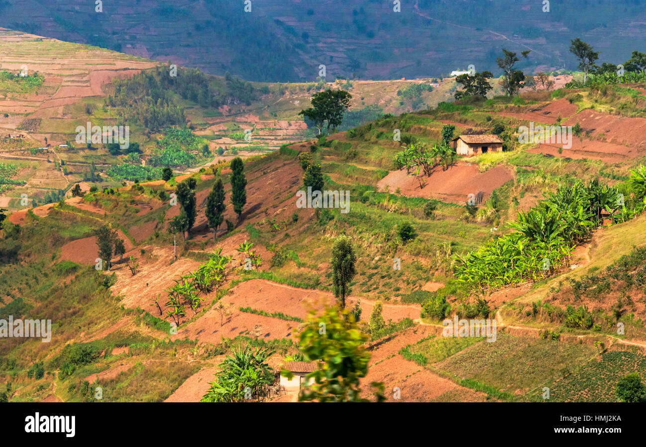 Farmland and village in the mountain, Rwanda Stock Photo Alamy
