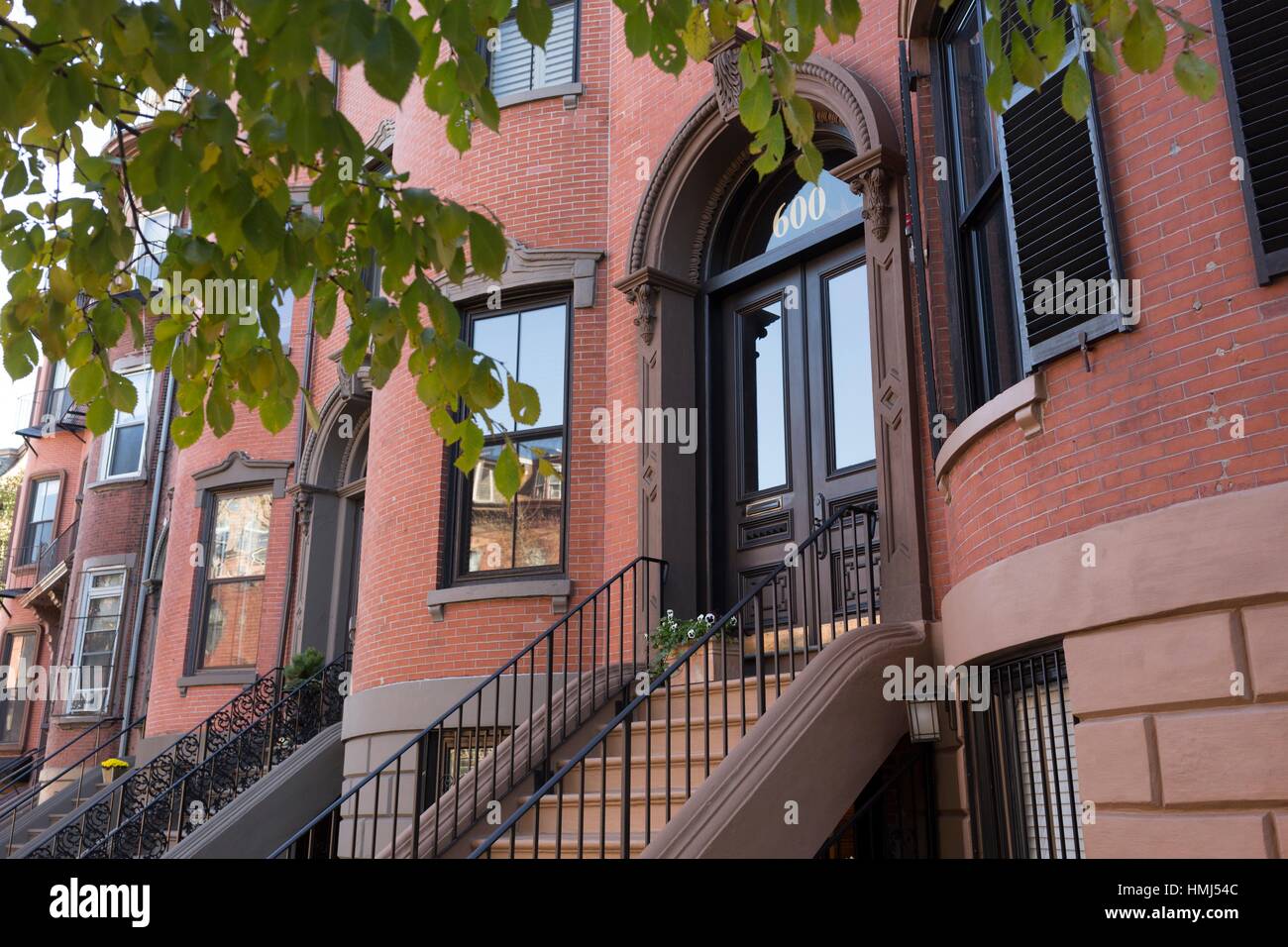 Townhouse entry, South End, Boston, MA, USA Stock Photo