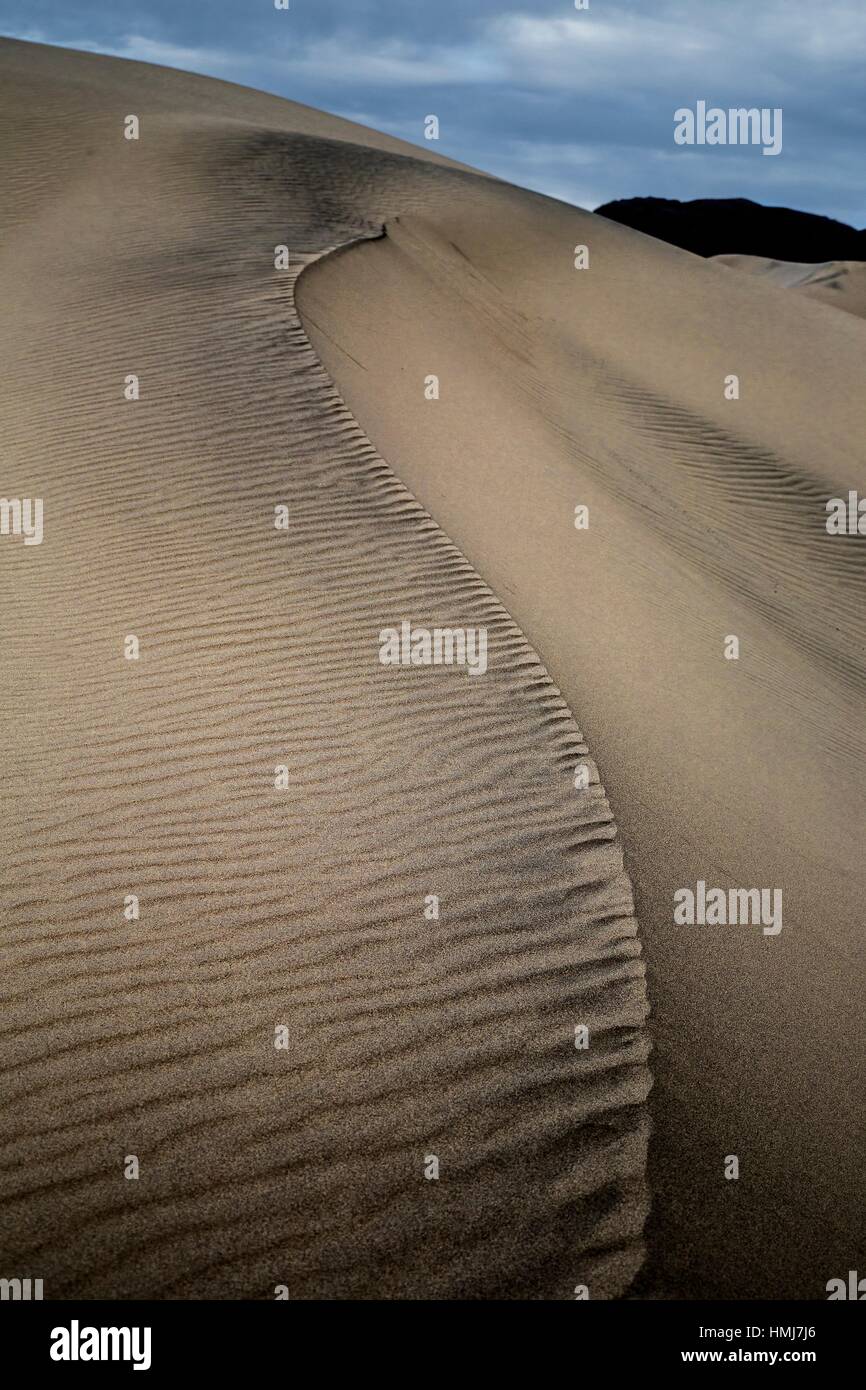Shifting patterns and lines of sand at the Eureka Dunes at Death Valley National Park, California. Stock Photo