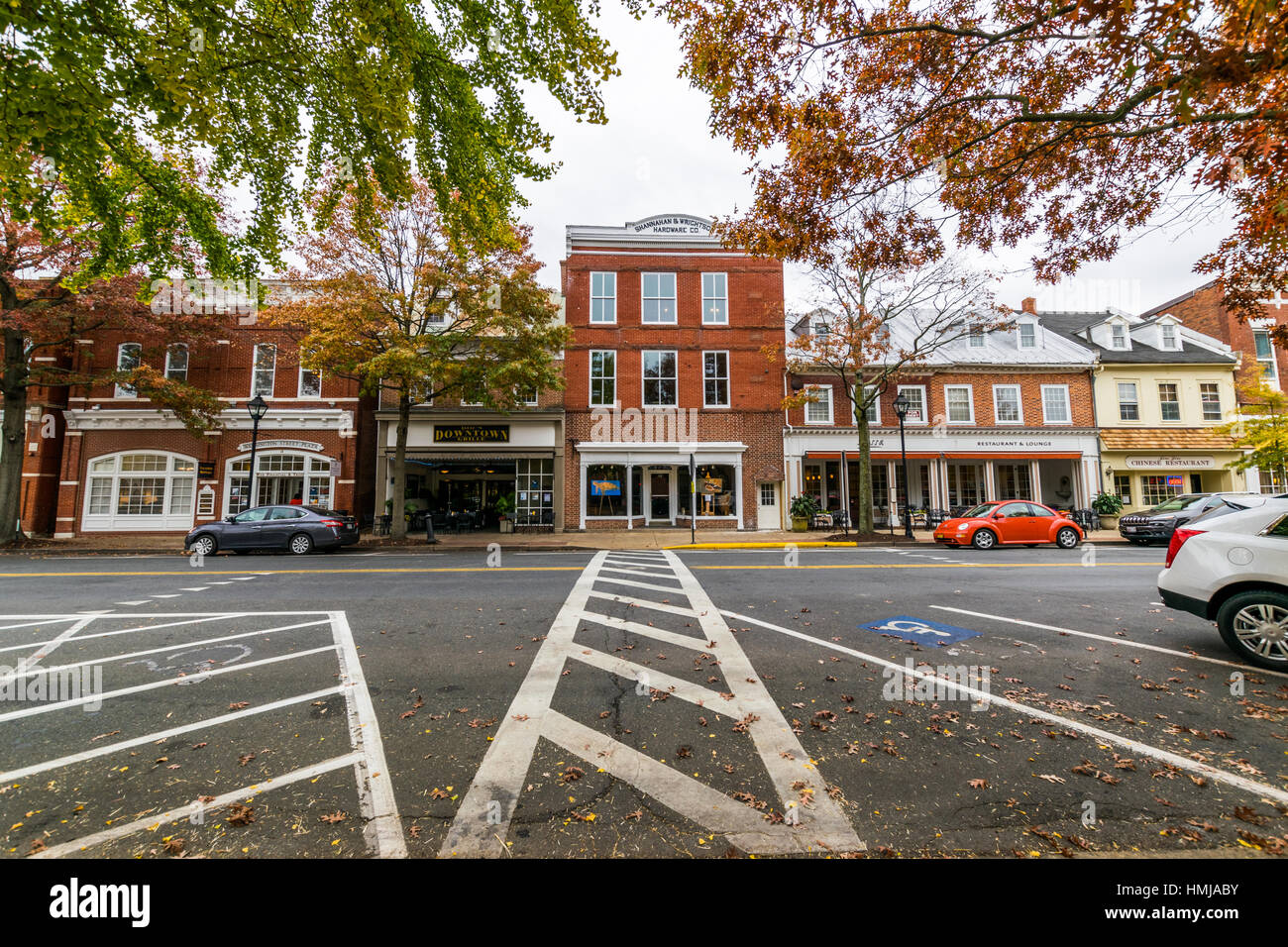 Downtown Easton during high Autumn Color in Maryland Stock Photo