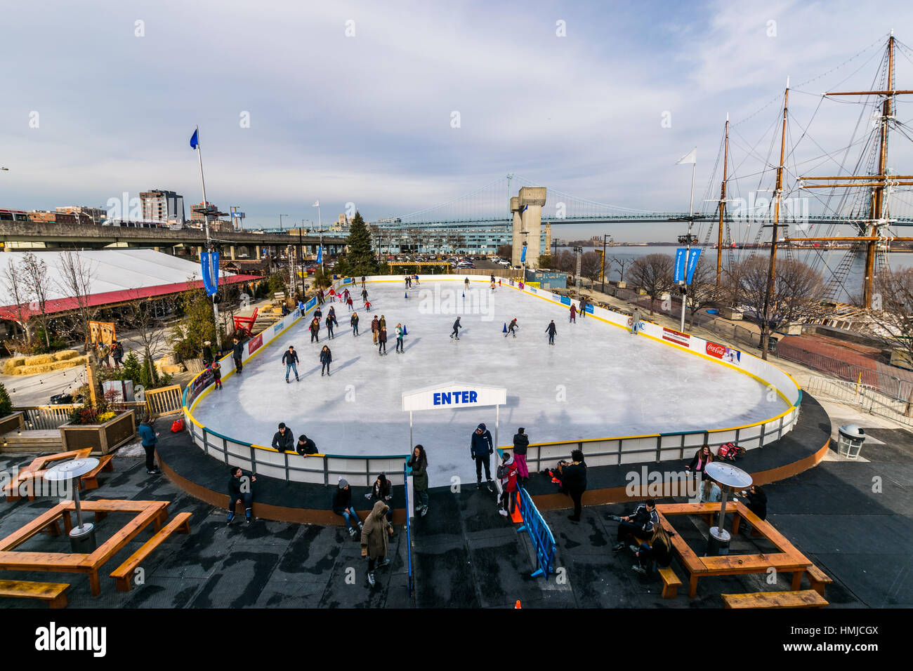 Ice Skating Rink at Great Plaza at Penn's Peir in Philadelphia