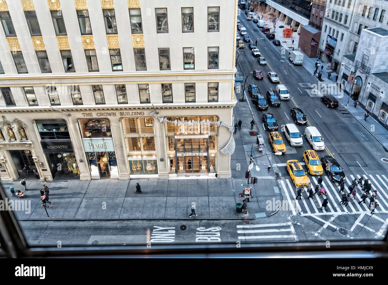 Looking at West 57th Street and 5th Avenue Manhattan New York