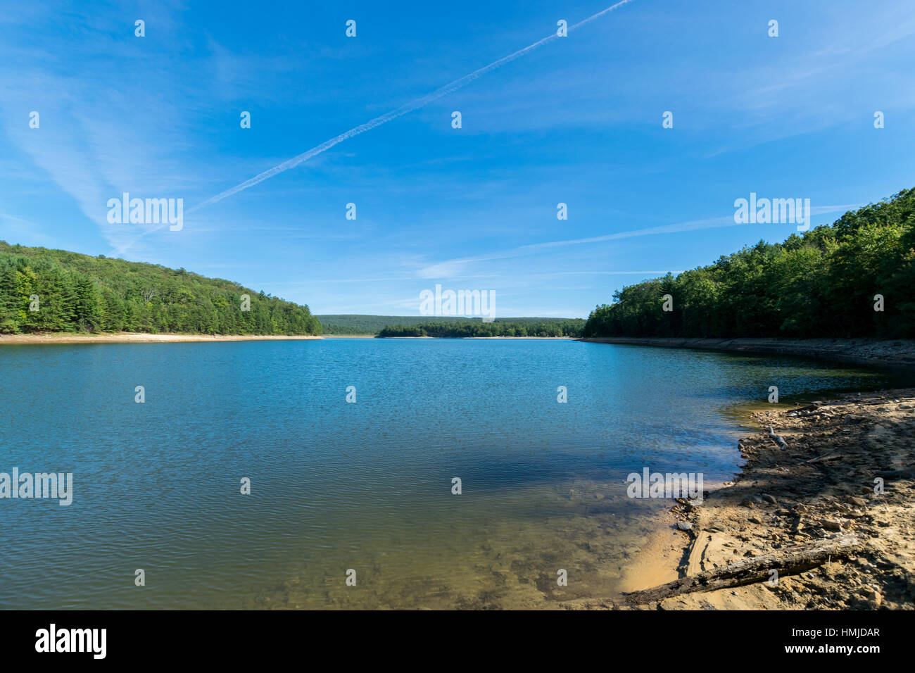 Overlooking Long Pine Reservoir In Michaux State Forest Pennsylvania During Summer Stock Photo