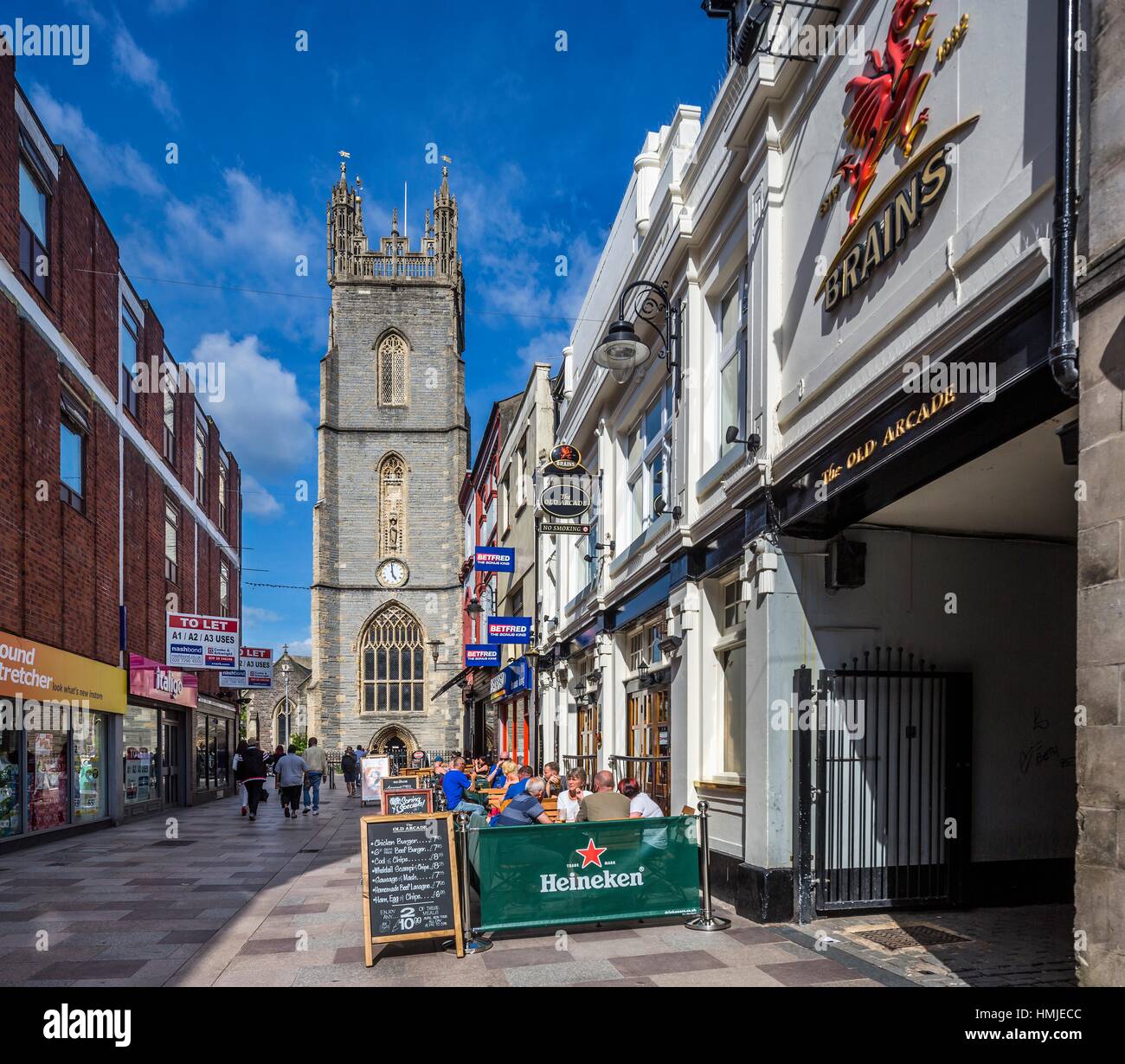Church street and St John The Baptist City Parish Church, Cardiff City