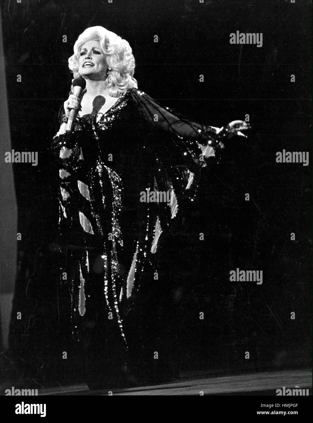 Dolly Parton photographed in her Bob Mackie "butterfly dress" the 1970s