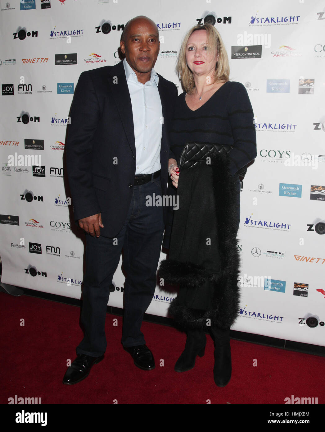 Anthony Hamilton and his wife Linda arriving at the ZOOM F1 charity gala event and auction in aid of Starlight Children's Foundation at the InterContinental London Park Lane. Stock Photo