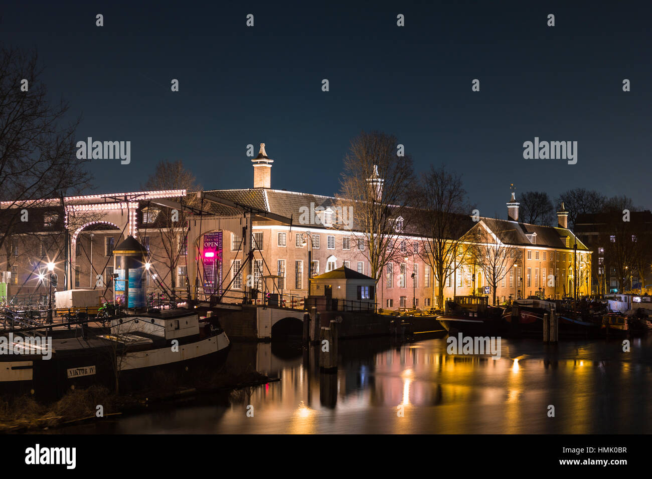 Hermitage museum Amsterdam at night Stock Photo