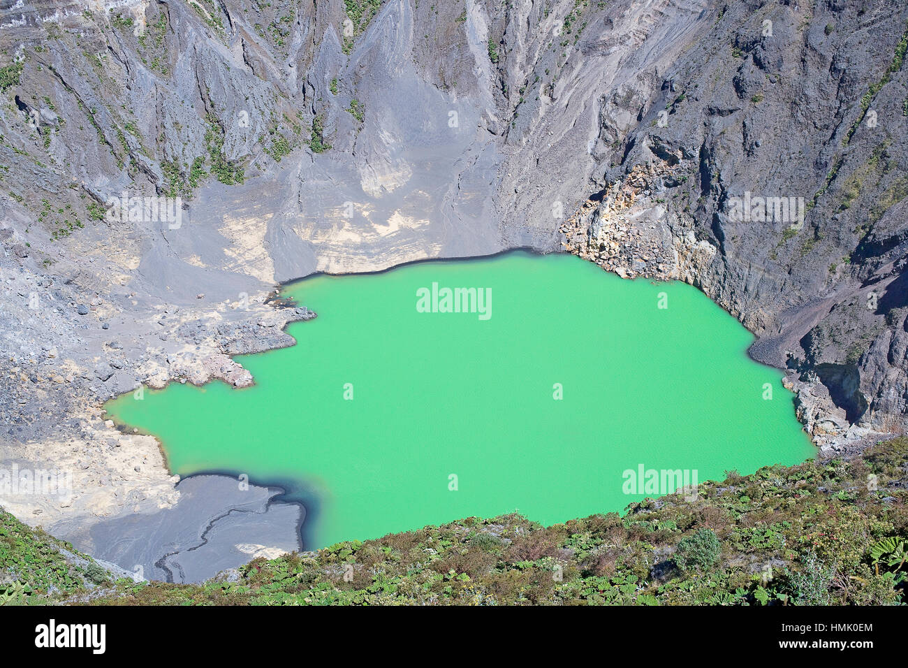 Caldera with green crater lake, Irazu volcano, Irazu volcano National Park, Cartago Province, Costa Rica Stock Photo